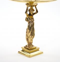 French 20th Century Classical Brass Maiden Figural Centerpiece with Relief Medal - 4706211