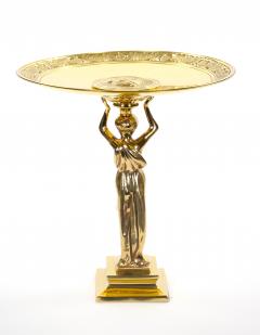 French 20th Century Classical Brass Maiden Figural Centerpiece with Relief Medal - 4706212