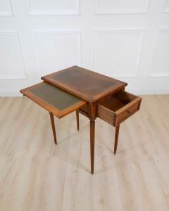 French 20th Century Louis XVI Style Cherrywood Side Table with Leather Top - 4707248