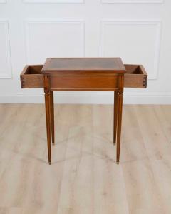 French 20th Century Louis XVI Style Cherrywood Side Table with Leather Top - 4707254