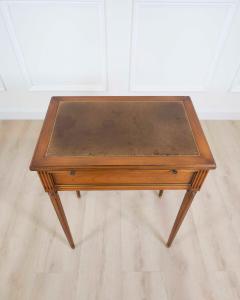 French 20th Century Louis XVI Style Cherrywood Side Table with Leather Top - 4707332