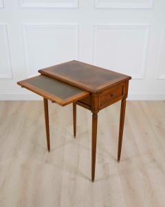 French 20th Century Louis XVI Style Cherrywood Side Table with Leather Top - 4707333