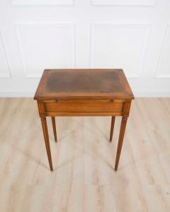 French 20th Century Louis XVI Style Cherrywood Side Table with Leather Top - 4707334