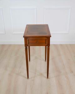 French 20th Century Louis XVI Style Cherrywood Side Table with Leather Top - 4707362