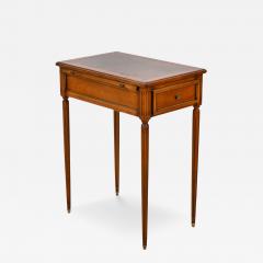 French 20th Century Louis XVI Style Cherrywood Side Table with Leather Top - 4708265