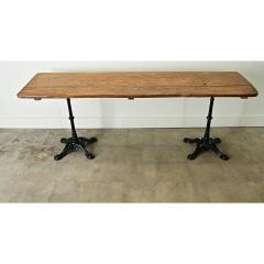 French 20th Century Oak Iron Long Bistro Table - 4079471