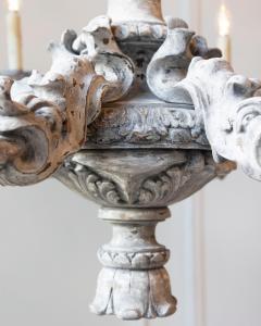French 20th Century Painted and Carved Wood Chandelier - 4298994