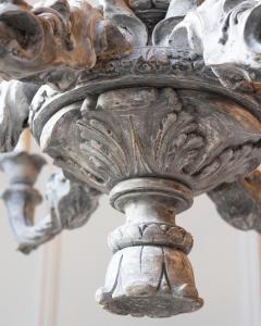 French 20th Century Painted and Carved Wood Chandelier - 4299038