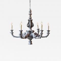 French 20th Century Painted and Carved Wood Chandelier - 4305816