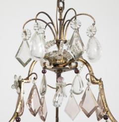 French 3 Double Light Gilded Rock Crystal Chandelier - 2117172