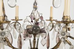 French 3 Double Light Gilded Rock Crystal Chandelier - 2117174