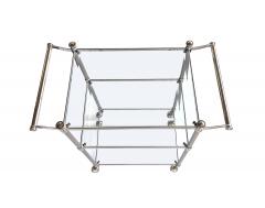 French 3 tier Chrome Bar Drinks Cart with Glass Shelves - 4327893