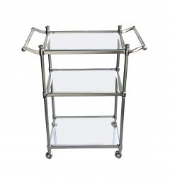 French 3 tier Chrome Bar Drinks Cart with Glass Shelves - 4327894