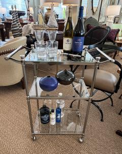 French 3 tier Chrome Bar Drinks Cart with Glass Shelves - 4327903