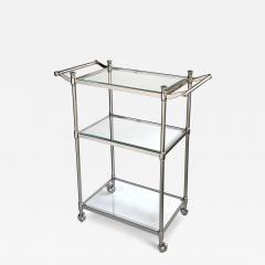 French 3 tier Chrome Bar Drinks Cart with Glass Shelves - 4328151