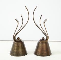 French Aged Bronze Fireplace Andirons - 1690346