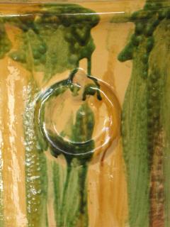 French Anduze Style Pottery Garden Pot with Yellow Green and Brown Drip Glaze - 1081882