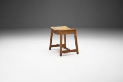 French Angular Wooden Stool France ca 1940s - 2141132