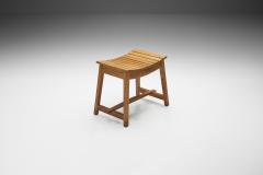 French Angular Wooden Stool France ca 1940s - 2141133