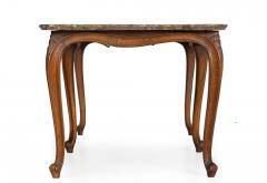 French Antique Carved Walnut Marble Top Low Coffee Cocktail Table - 4501452