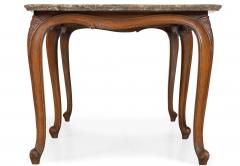 French Antique Carved Walnut Marble Top Low Coffee Cocktail Table - 4501454