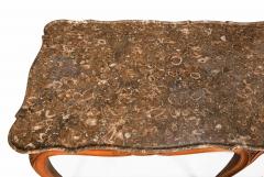 French Antique Carved Walnut Marble Top Low Coffee Cocktail Table - 4501455