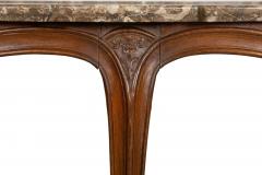 French Antique Carved Walnut Marble Top Low Coffee Cocktail Table - 4501457