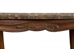 French Antique Carved Walnut Marble Top Low Coffee Cocktail Table - 4501458