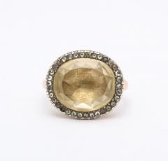 French Antique Georgian Citrine and Rose Diamond and Rose Gold Ring - 3246869