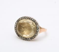 French Antique Georgian Citrine and Rose Diamond and Rose Gold Ring - 3246870