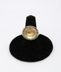 French Antique Georgian Citrine and Rose Diamond and Rose Gold Ring - 3246871