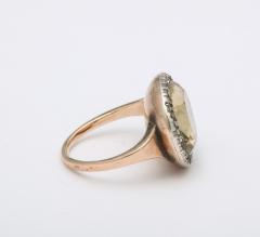 French Antique Georgian Citrine and Rose Diamond and Rose Gold Ring - 3246875