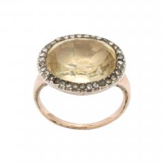 French Antique Georgian Citrine and Rose Diamond and Rose Gold Ring - 3251312