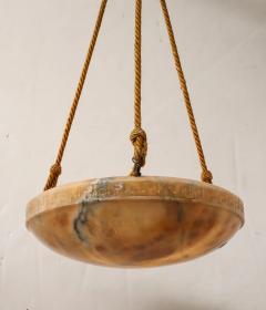 French Art Deco Alabaster Greek Key Chandelier France circa 1940 - 3453610