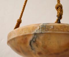 French Art Deco Alabaster Greek Key Chandelier France circa 1940 - 3453624