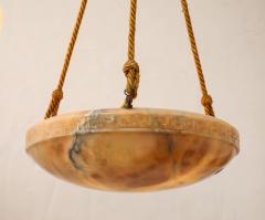 French Art Deco Alabaster Greek Key Chandelier France circa 1940 - 3453633