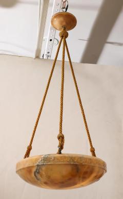 French Art Deco Alabaster Greek Key Chandelier France circa 1940 - 3453634