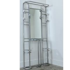 French Art Deco Aluminum Hall Tree with Mirror - 4811682