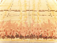 French Art Deco Amber Chocolate Coral and Red Handmade Wool Rug - 2455187