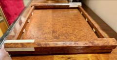 French Art Deco Amboyna Burl Wood Tray with Ivoroid Accents c 1930s - 4134403