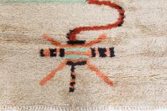 French Art Deco Beige Brown Green and Orange Hand Knotted Wool Rug - 2456304