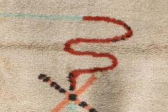 French Art Deco Beige Brown Green and Orange Hand Knotted Wool Rug - 2456307