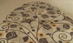 French Art Deco Beige Patterned Area Rug - 4197790