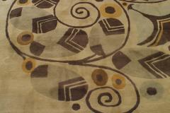 French Art Deco Beige Patterned Area Rug - 4197792