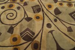 French Art Deco Beige Patterned Area Rug - 4197794