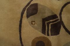 French Art Deco Beige Patterned Area Rug - 4197795