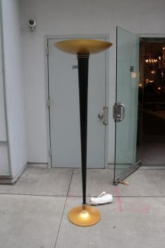 French Art Deco Black Gold Floor Lamp Torchiere 1930s - 3581003