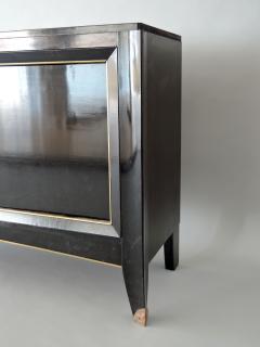 French Art Deco Black Lacquered Two Door Buffet Commode with Bronze Details - 466386