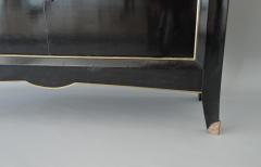 French Art Deco Black Lacquered Two Door Buffet Commode with Bronze Details - 466389