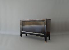 French Art Deco Black Lacquered Two Door Buffet Commode with Bronze Details - 466390